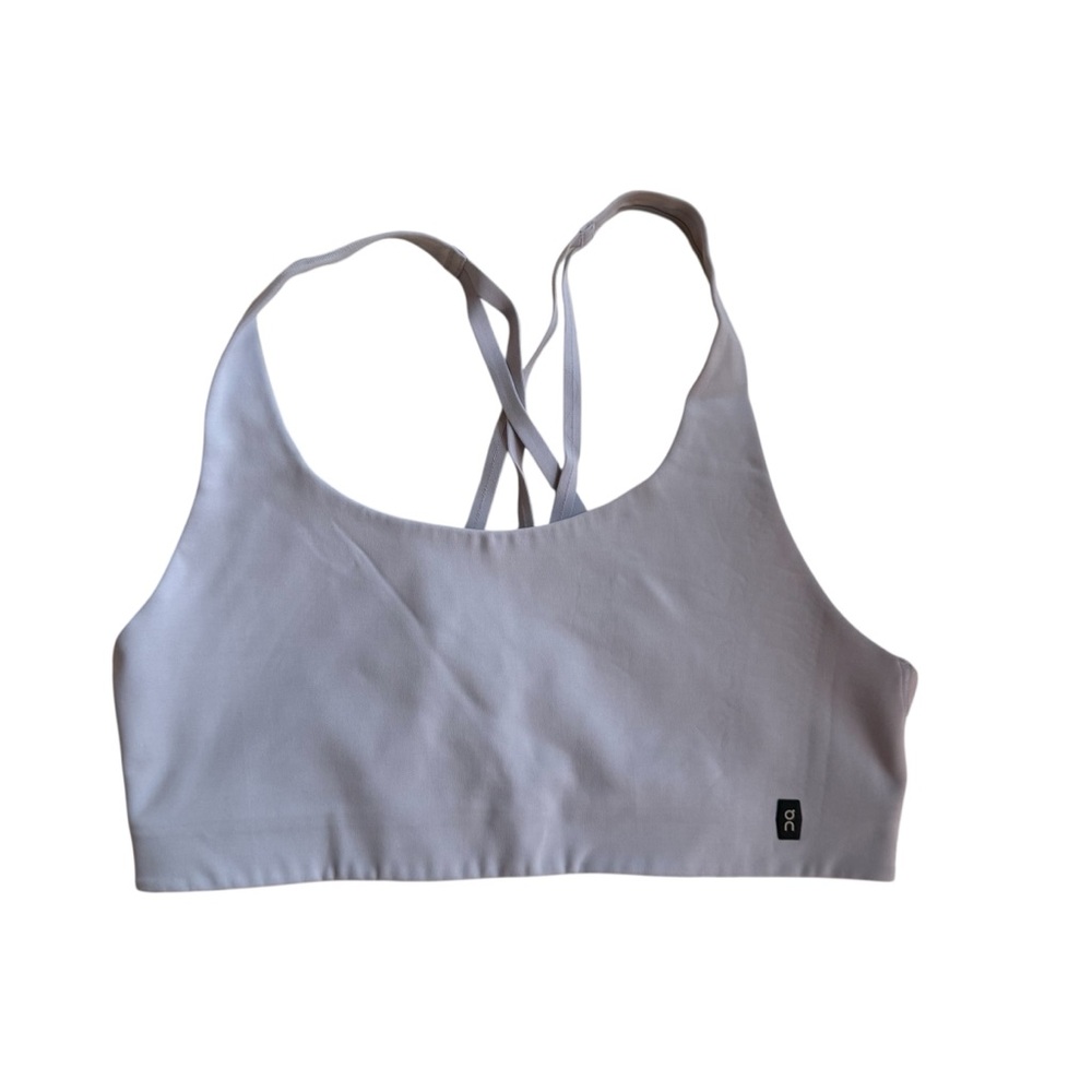 On Running White Light Gray Strappy Sports Bra